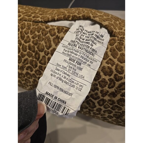 Villa By Noble Excellence Leopard Animal Bolster Pillow Tan New Body Long 36" - Picture 6 of 12